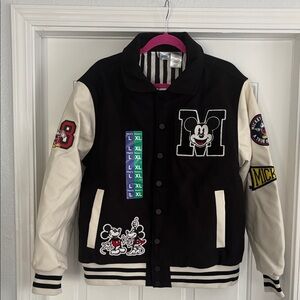 Disney Mickey Mouse Black & White Varsity Jacket for Men and Women L/XL